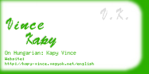 vince kapy business card
